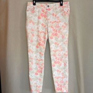 Elle Women's Pastel Floral Ankle Length Pants - Size 12